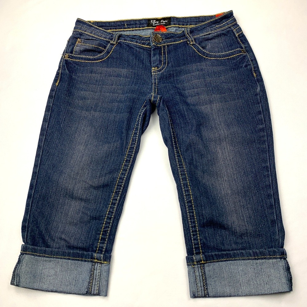 Eighty Eight Perfect Jeans Womens Size 5‎ Capri Cropped Dark Wash Cuffed Denim